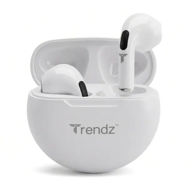 Trendz AeroX (Aeropods) Earbuds with 40H Playtime, Quad Mic ENC-ANC, Deep Bass, Low Latency Gaming Mode, Fast Charge Bluetooth Headset(White)