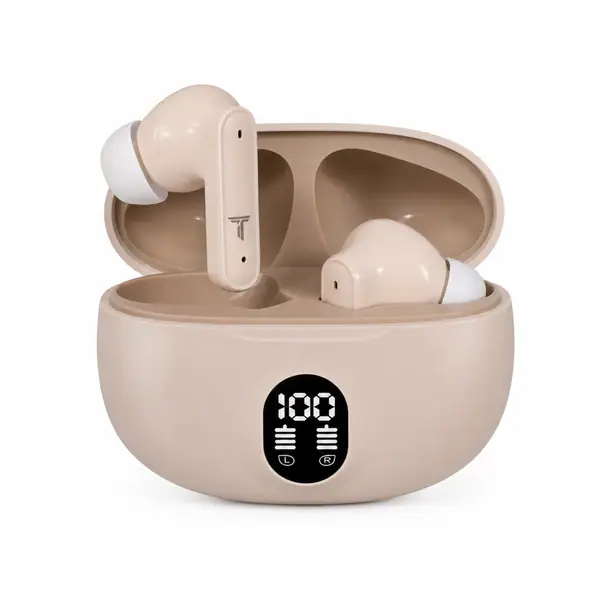 Trendz AeroX (Bolt) Earbuds with 40H Playtime, Quad Mic ENC-ANC, Deep Bass, Low Latency Gaming Mode, Fast Charge Bluetooth Headset(Beige)