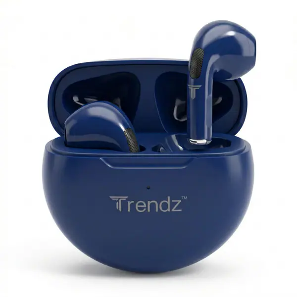 Trendz AeroX (Aeropods) Earbuds with 40H Playtime, Quad Mic ENC-ANC, Deep Bass, Low Latency Gaming Mode, Fast Charge Bluetooth Headset(Blue)