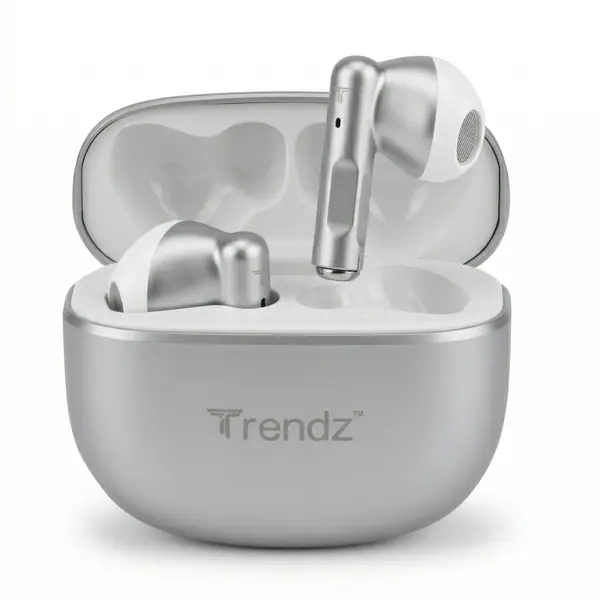 Trendz AeroX (Audixa Metallic) Earbuds with 40H Playtime, Quad Mic ENC-ANC, Deep Bass, Low Latency Gaming Mode, Fast Charge Bluetooth Headset(Silver)
