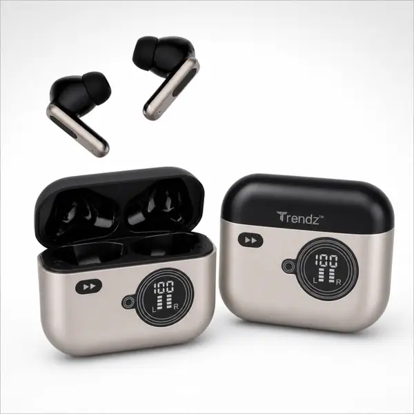 Trendz AeroX (ZappBuds) Earbuds with 40H Playtime, Quad Mic ENC-ANC, Deep Bass, Low Latency Gaming Mode, Fast Charge Bluetooth Headset(White)