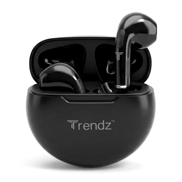 Trendz AeroX (Aeropods) Earbuds with 40H Playtime, Quad Mic ENC-ANC, Deep Bass, Low Latency Gaming Mode, Fast Charge Bluetooth Headset(Black)