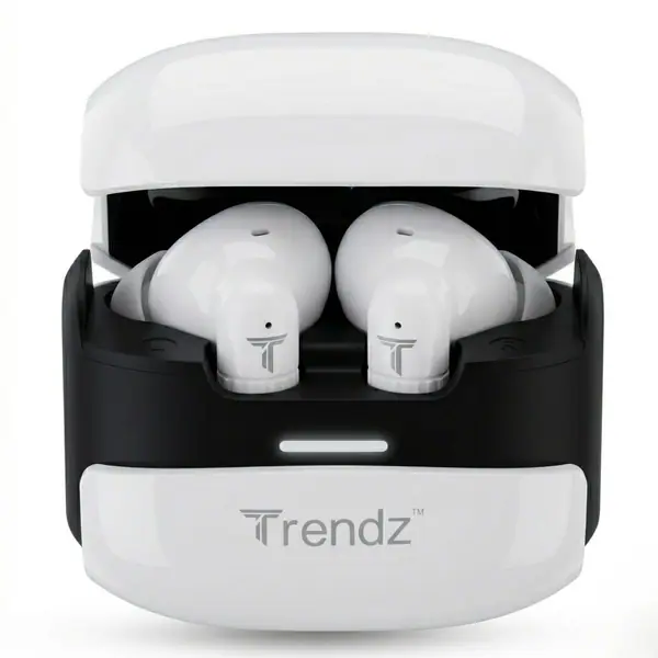 Trendz AeroX (WaveBeat+) Earbuds with 40H Playtime, Quad Mic ENC-ANC, Deep Bass, Low Latency Gaming Mode, Fast Charge Bluetooth Headset(White)