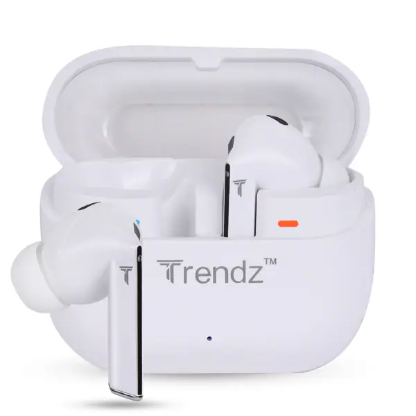 Trendz AeroX (BassPRO) Earbuds with 40H Playtime, Quad Mic ENC-ANC, Deep Bass, Low Latency Gaming Mode, Fast Charge Bluetooth Headset(White)