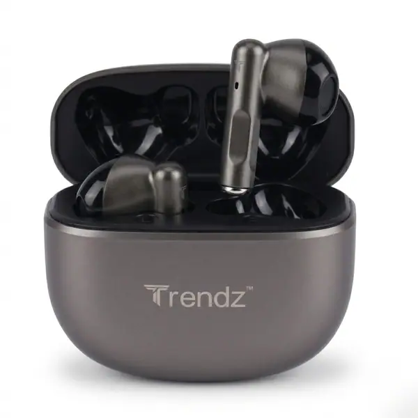 Trendz AeroX (Audixa Metallic) Earbuds with 40H Playtime, Quad Mic ENC-ANC, Deep Bass, Low Latency Gaming Mode, Fast Charge Bluetooth Headset(Grey)