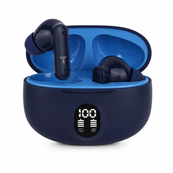 Trendz AeroX (Bolt) Earbuds with 40H Playtime, Quad Mic ENC-ANC, Deep Bass, Low Latency Gaming Mode, Fast Charge Bluetooth Headset(Blue)
