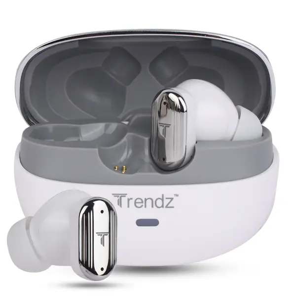 Trendz AeroX (BeatPro) Earbuds with 40H Playtime, Quad Mic ENC-ANC, Deep Bass, Low Latency Gaming Mode, Fast Charge Bluetooth Headset(White)