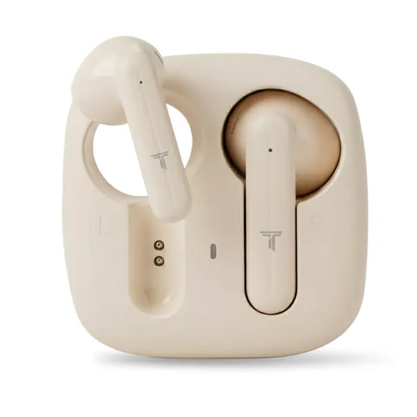 Trendz AeroX (Lite+) Earbuds with 40H Playtime, Quad Mic ENC-ANC, Deep Bass, Low Latency Gaming Mode, Fast Charge Bluetooth Headset(Beige)