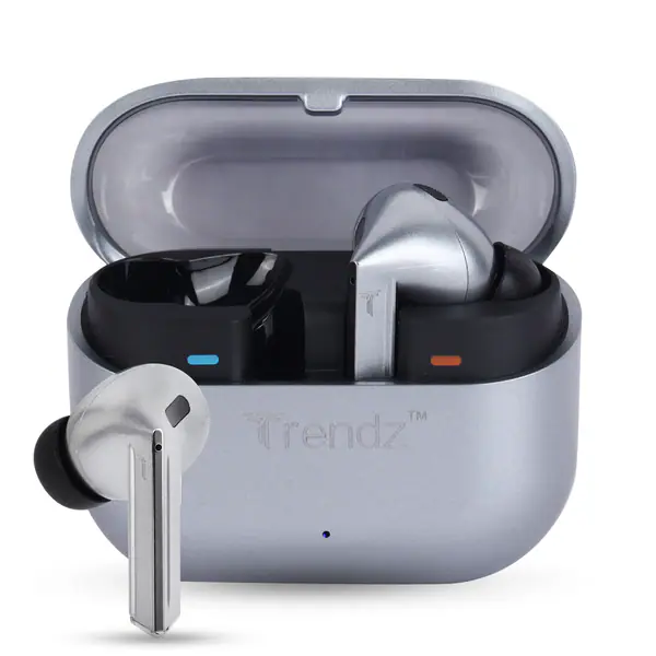 Trendz AeroX (BassPRO) Earbuds with 40H Playtime, Quad Mic ENC-ANC, Deep Bass, Low Latency Gaming Mode, Fast Charge Bluetooth Headset(Silver)